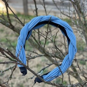 New Handmade Crinkle Jumbo Blue Weave comfy bendable Soft Headband